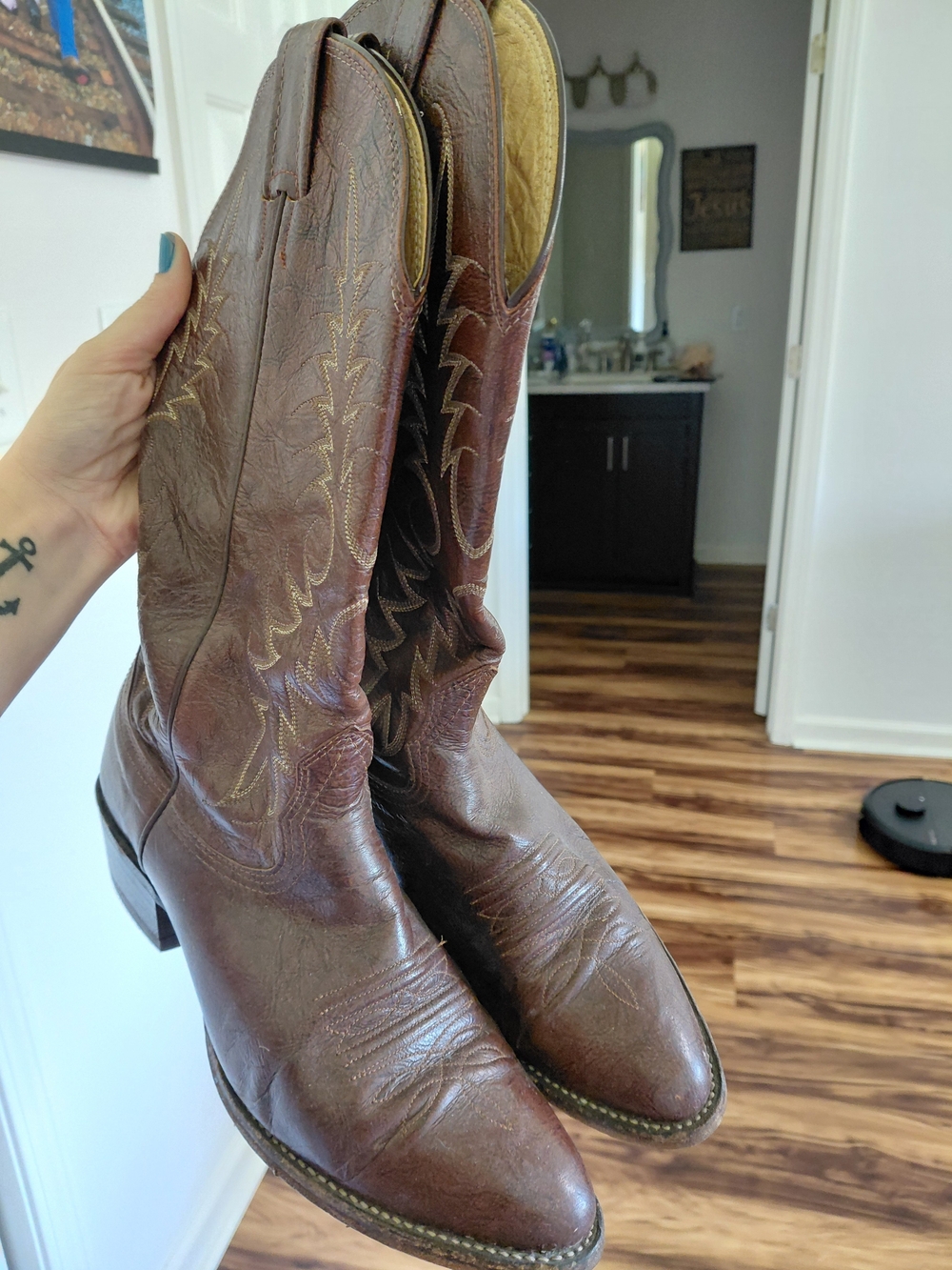 Nocona Women's Brown Leather Lace-Up Western Boots